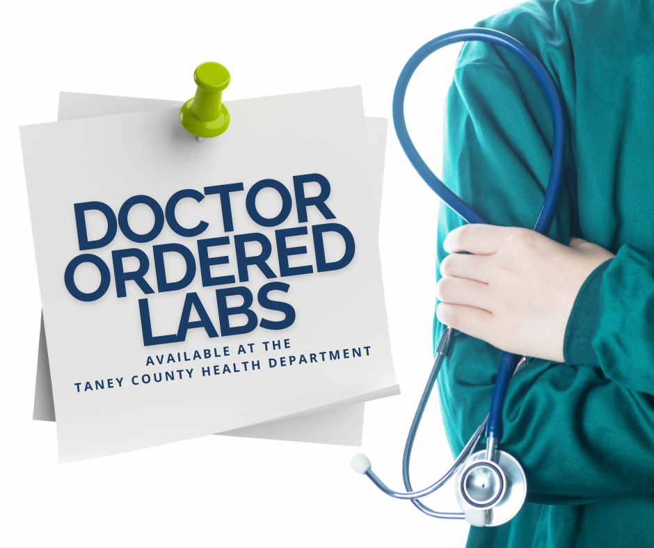 Graphic of a doctor's shoulder and stethoscope beside a paper that reads: "Doctor Ordered Labs".