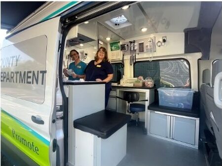 interior of mobile unit with TCHD nurses